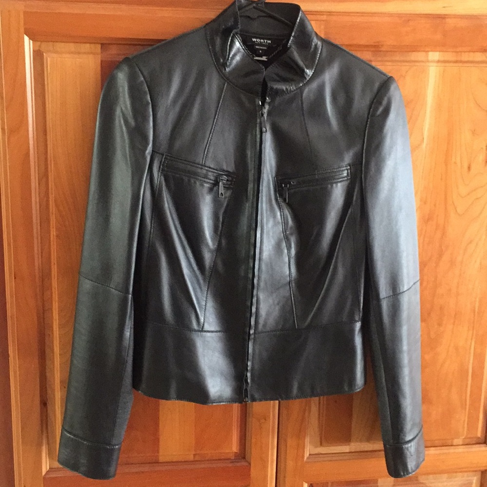 Worth New York lightweight black leather jacket 6